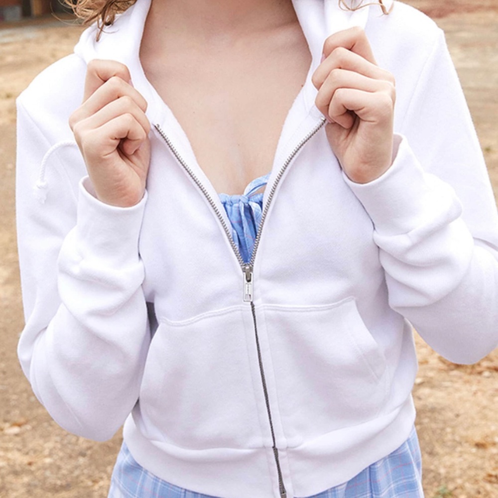 Brandy Melville Cropped Front Zip Hoodie